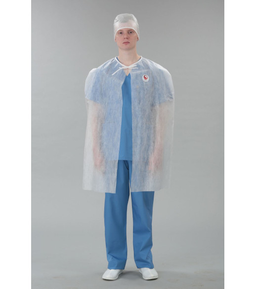 Накидка для посетителей дл. 100 см., на завязках, СМС 20 г/м2 для косметологии