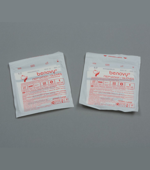 Перчатки латексные анатомической формы неопудренные стерильные для косметологии